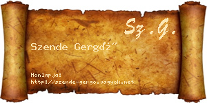 Szende Gergő névjegykártya